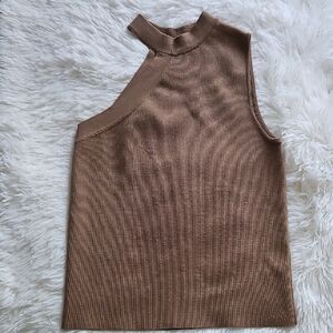 Zara Brown Ribbed Knit Top